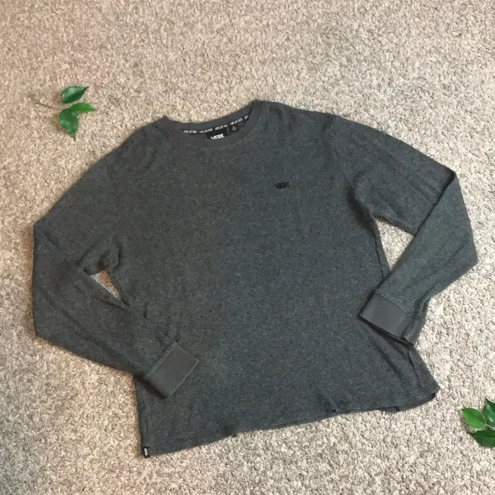 Vans Dark Gray Mens Small Long Sleeve Stretch Knit Top